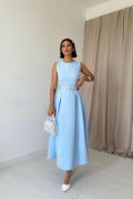 Bebe Mavi Halter Yaka Kloş Elbise resmi